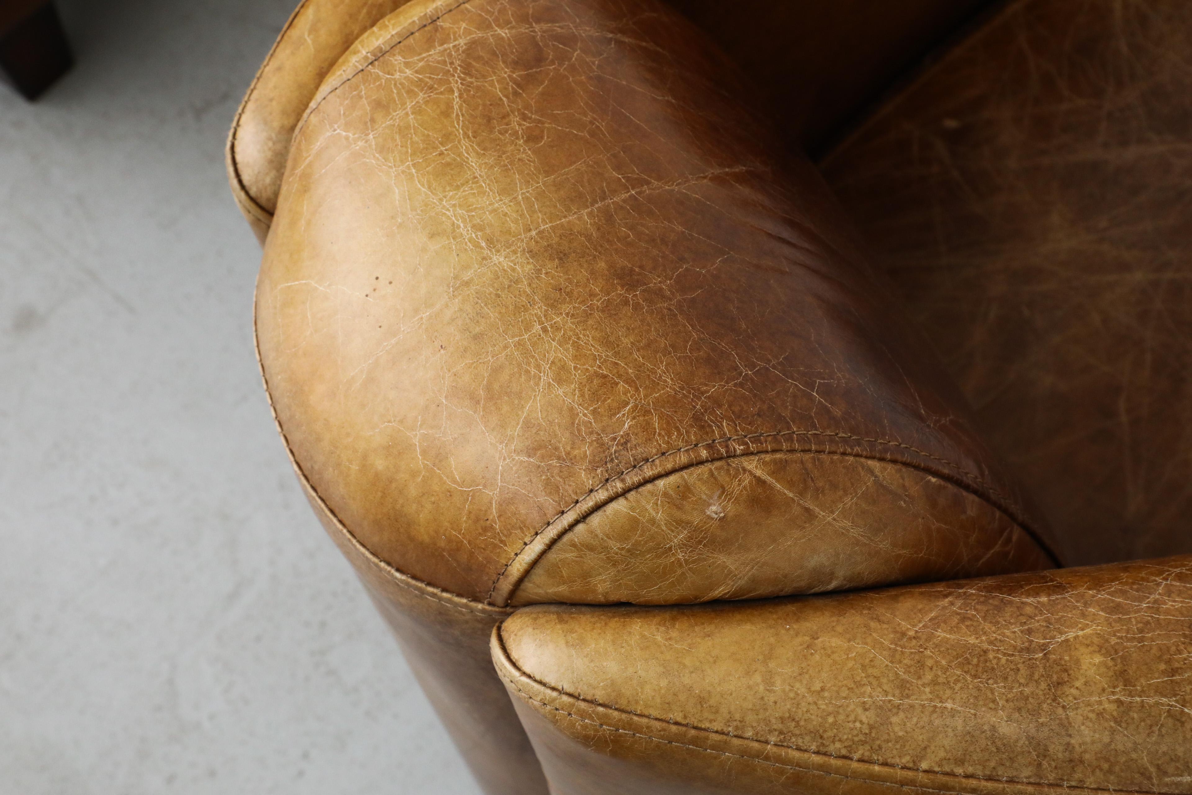 Pair of Curved Aviator Model Brown Leather Lounge Chairs 11