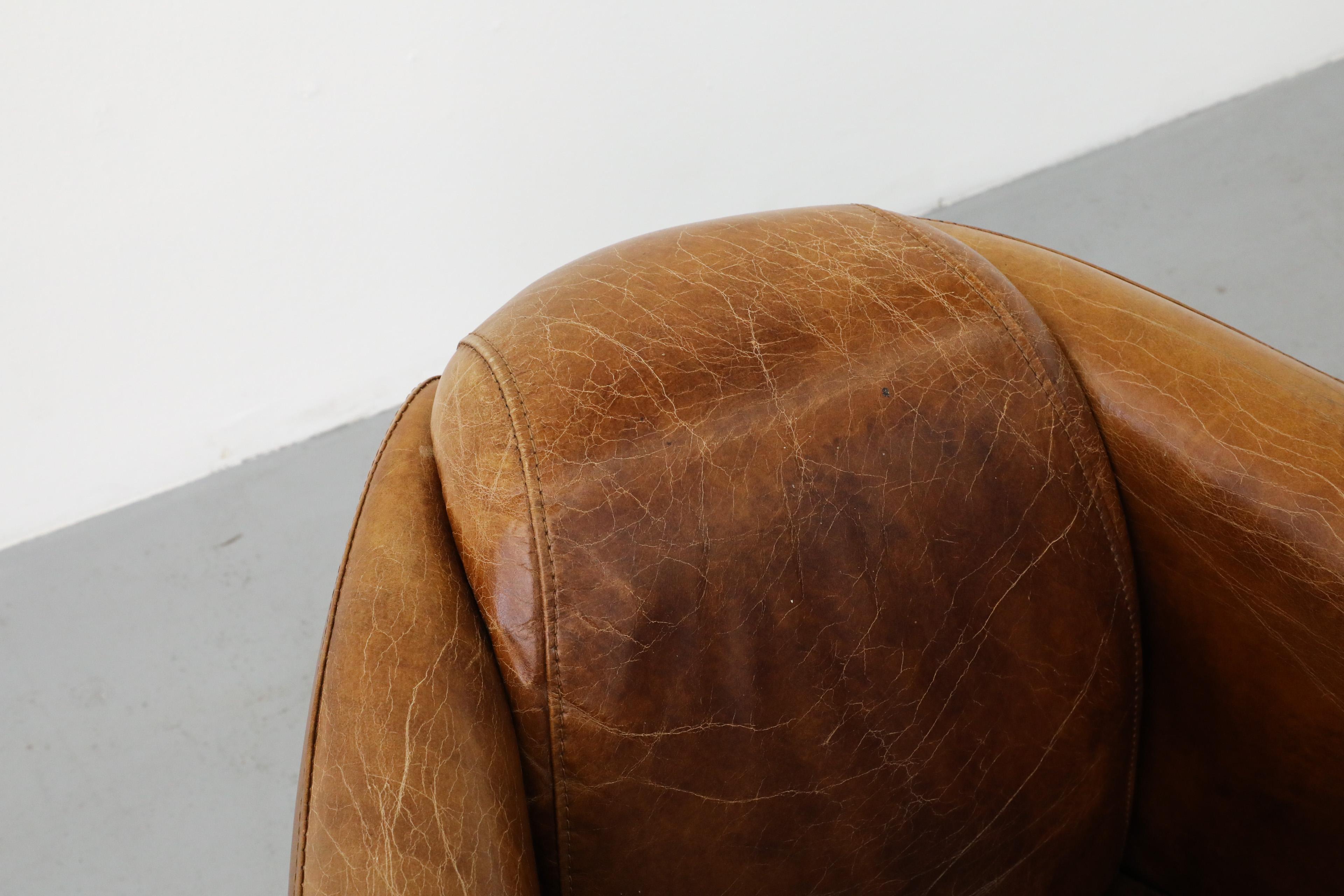 Pair of Curved Aviator Model Brown Leather Lounge Chairs 12