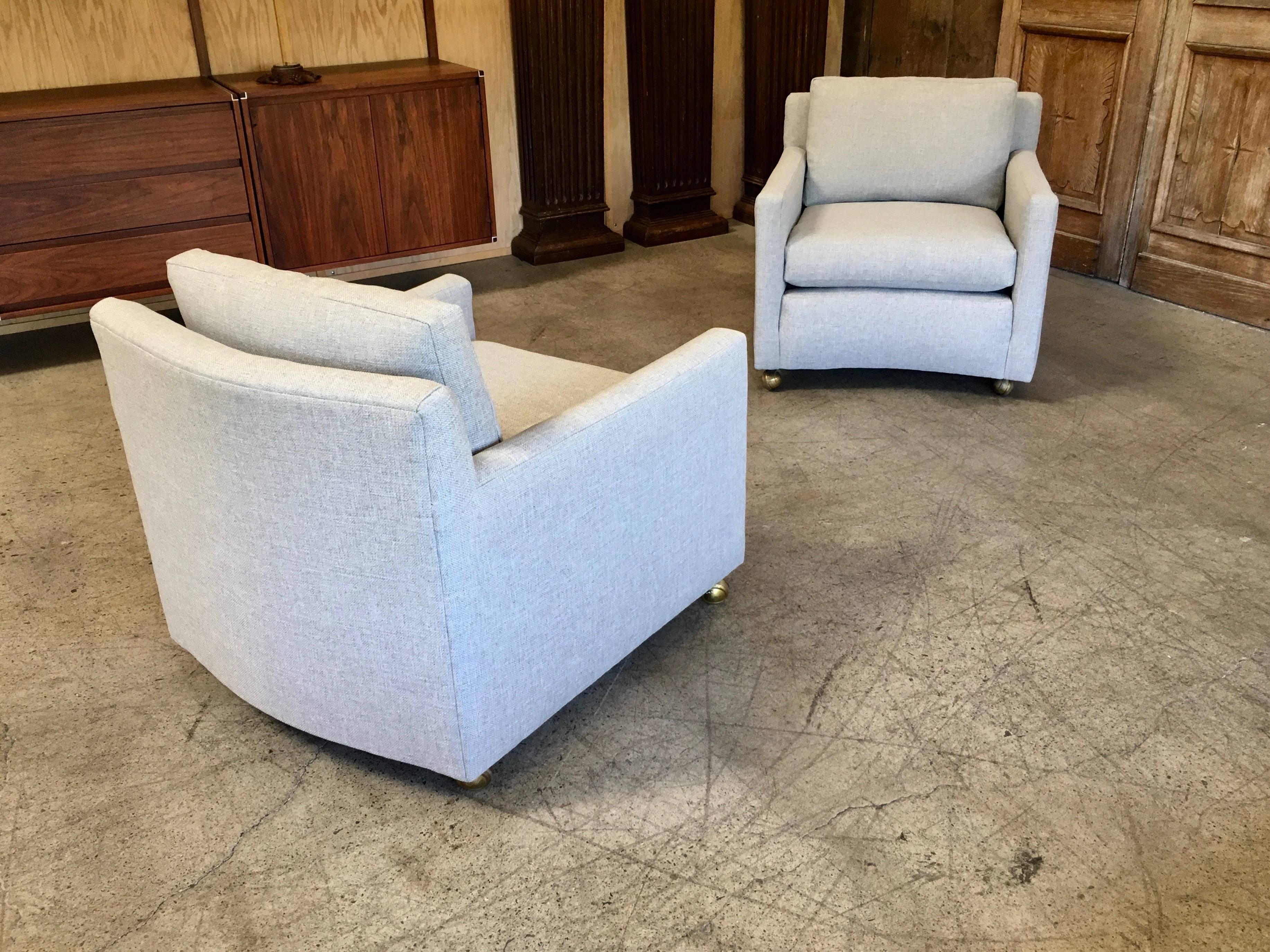 Pair of Curved Back 1950s Lounge Chairs on Casters 9