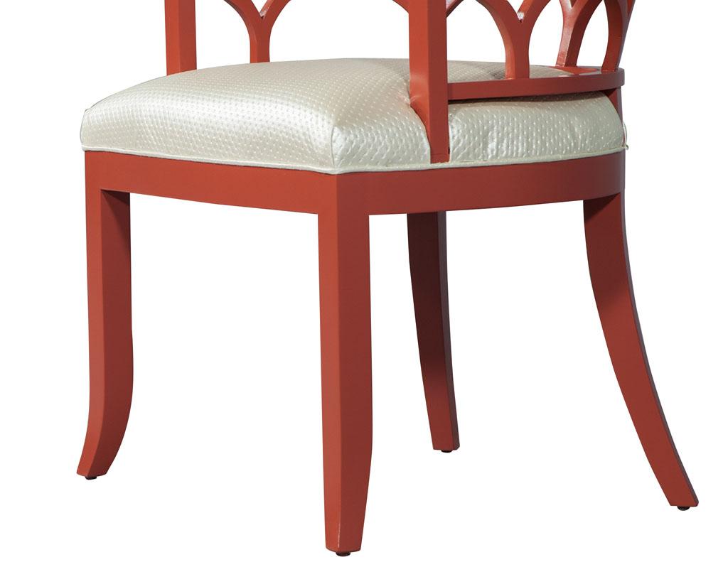 Pair of Curved Back Accent Lounge Chairs in Pale Red Lacquer 3