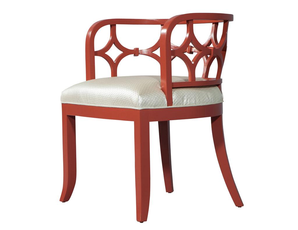 Pair of Curved Back Accent Lounge Chairs in Pale Red Lacquer 2