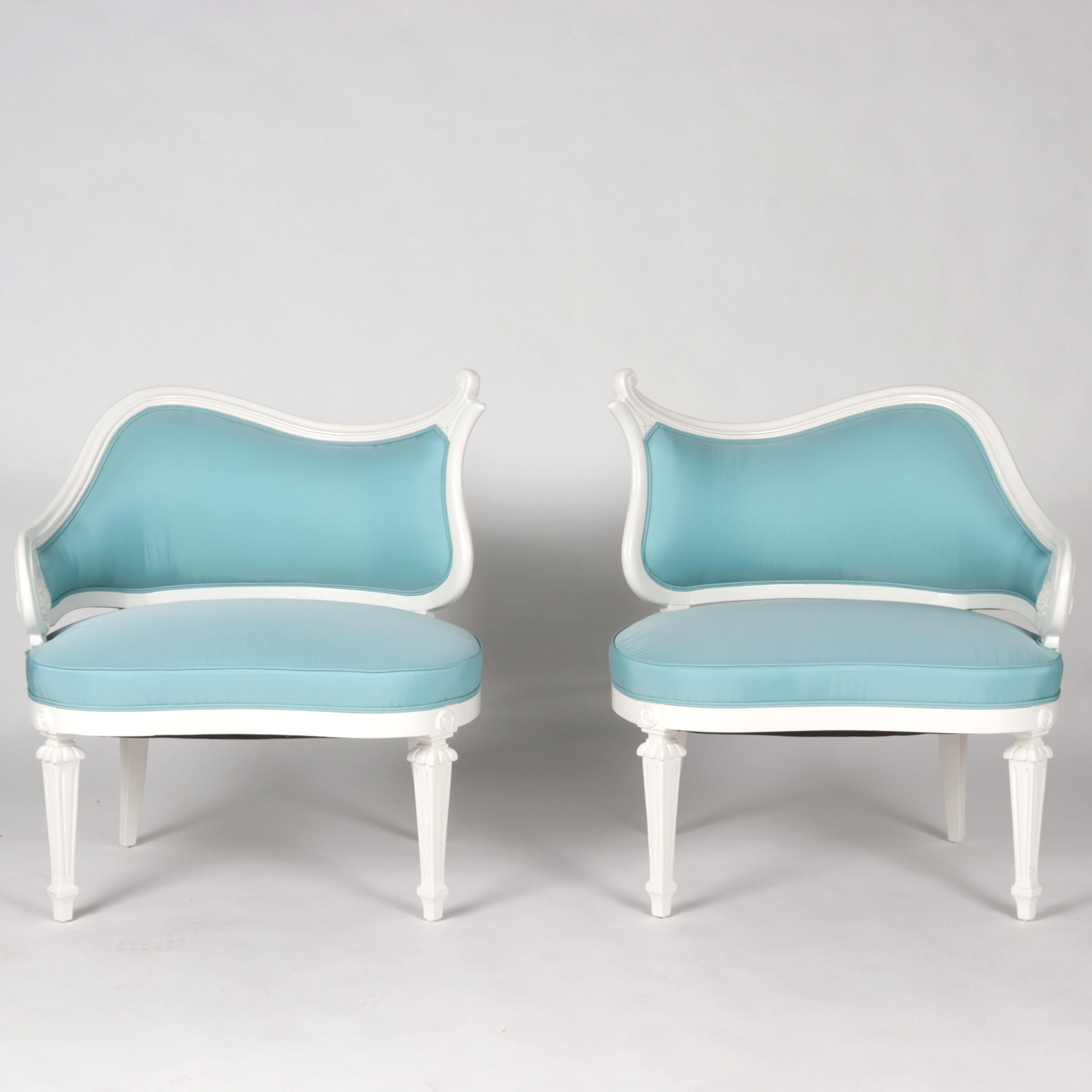 Pair of curved back chairs, c. 1960.
