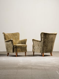 Pair Of Curved Back Finnish Lounge Chairs, 1950s