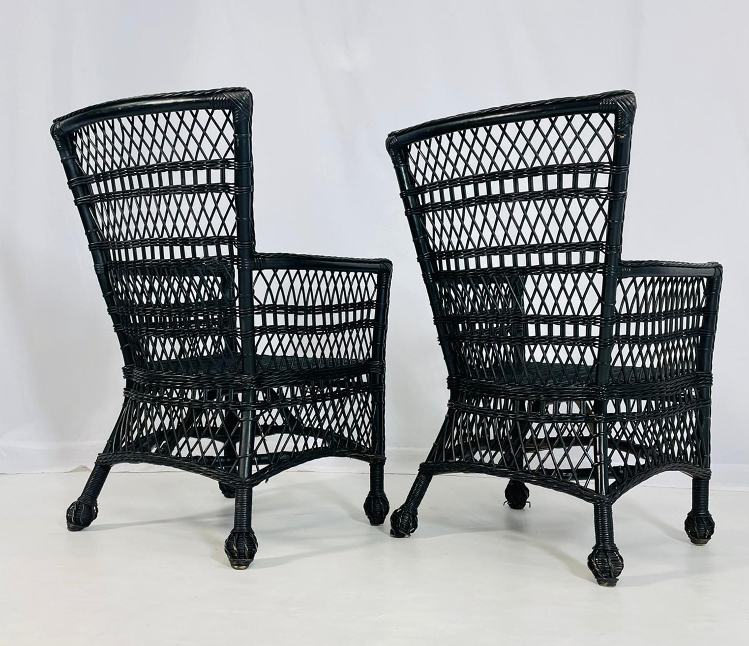 Pareja de Sillas de Mimbre para Patio con Respaldo Curvo en venta 4