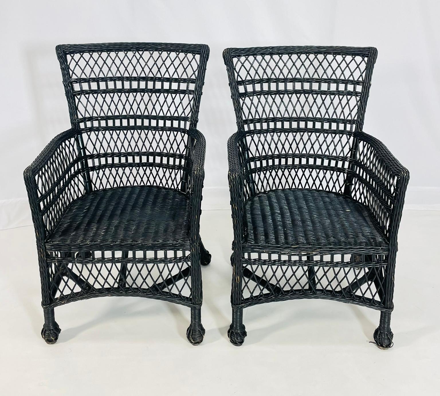 Pareja de Sillas de Mimbre para Patio con Respaldo Curvo Moderno en venta