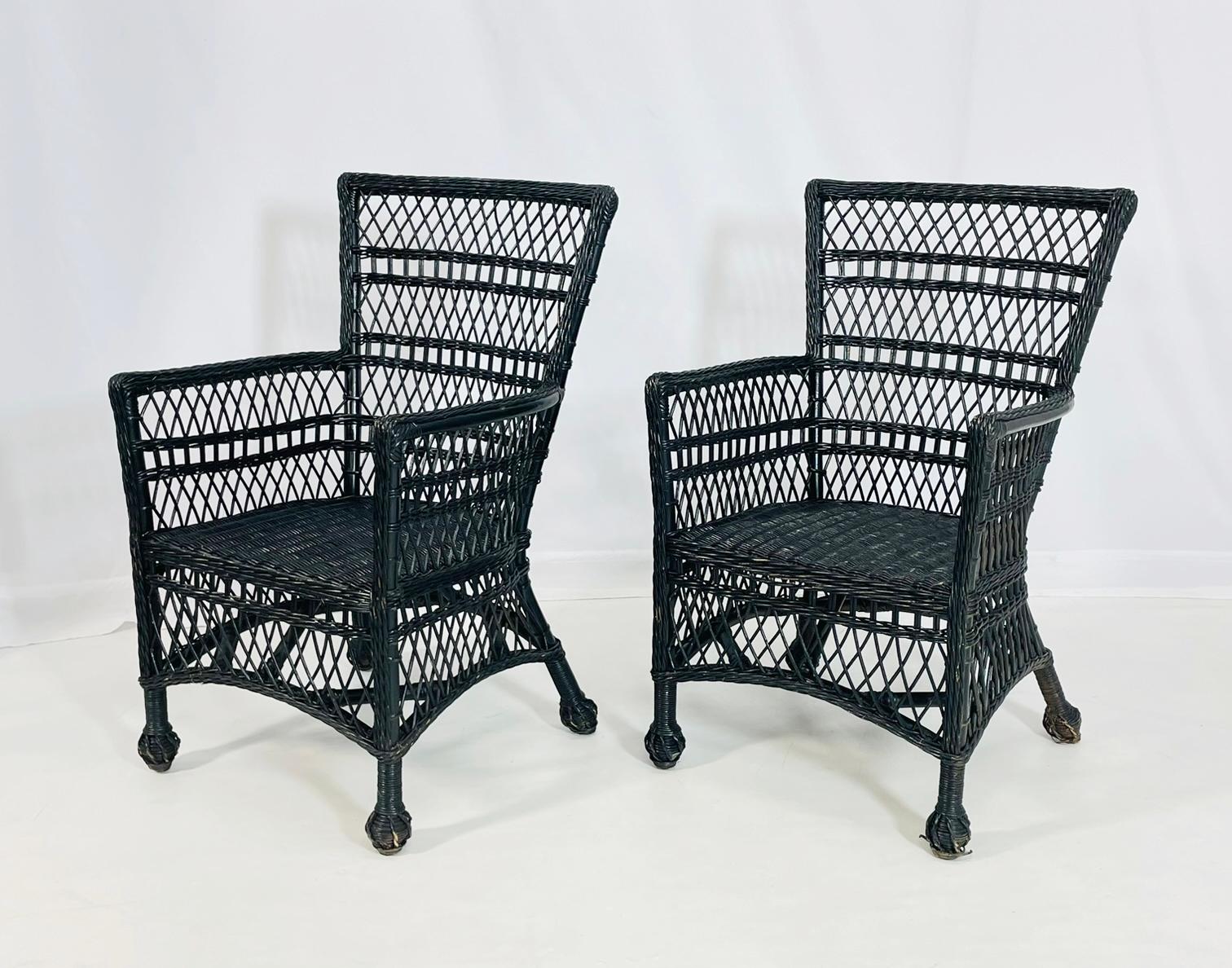 Pareja de Sillas de Mimbre para Patio con Respaldo Curvo en venta 2