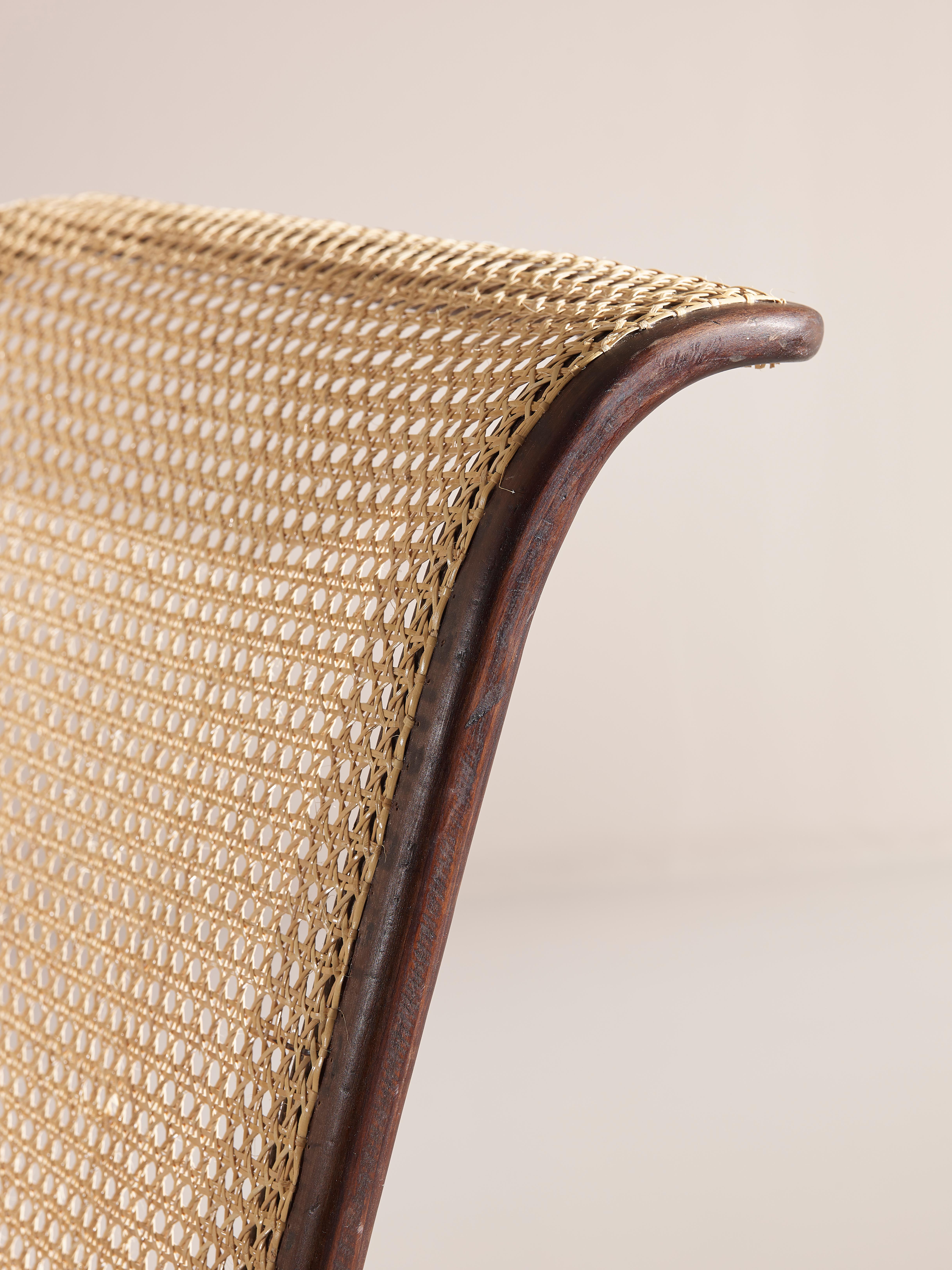 Porino, Pair of Curved Beechwood and Cane Armchairs, Italy, 1930s 5