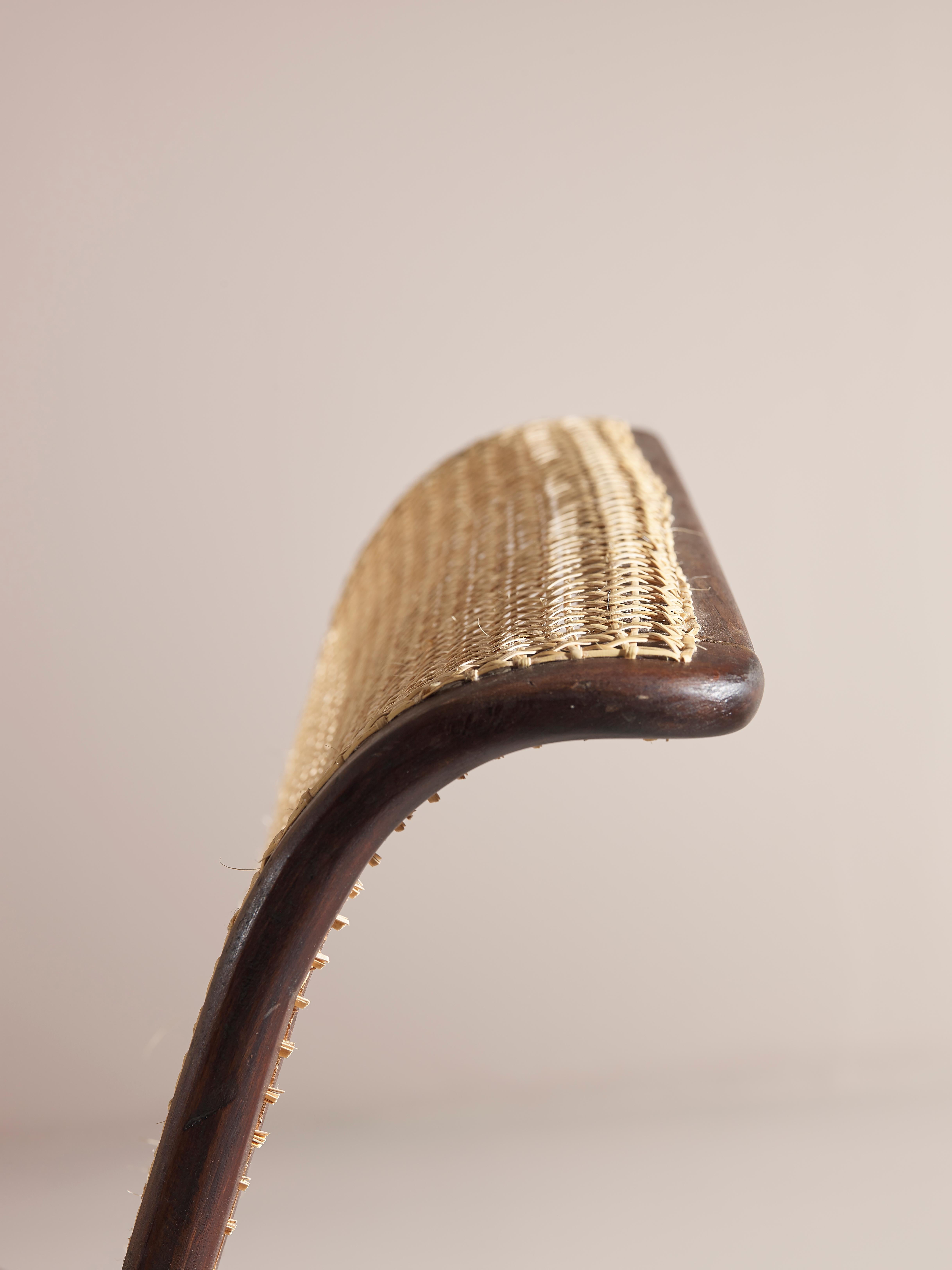 Porino, Pair of Curved Beechwood and Cane Armchairs, Italy, 1930s 2