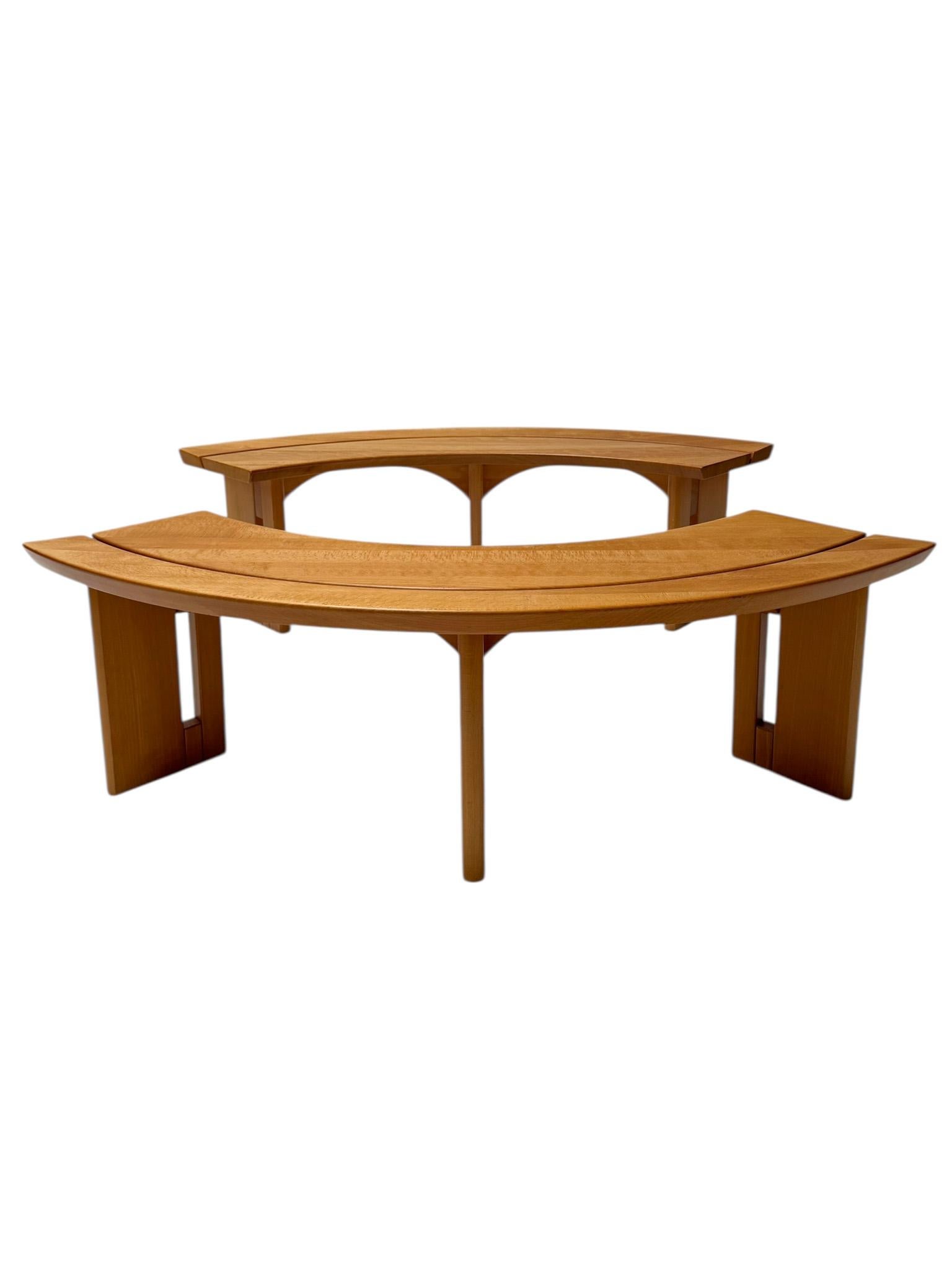 Pair of Curved Benches S38A by Pierre Chapo for Ebenisterie Seltz