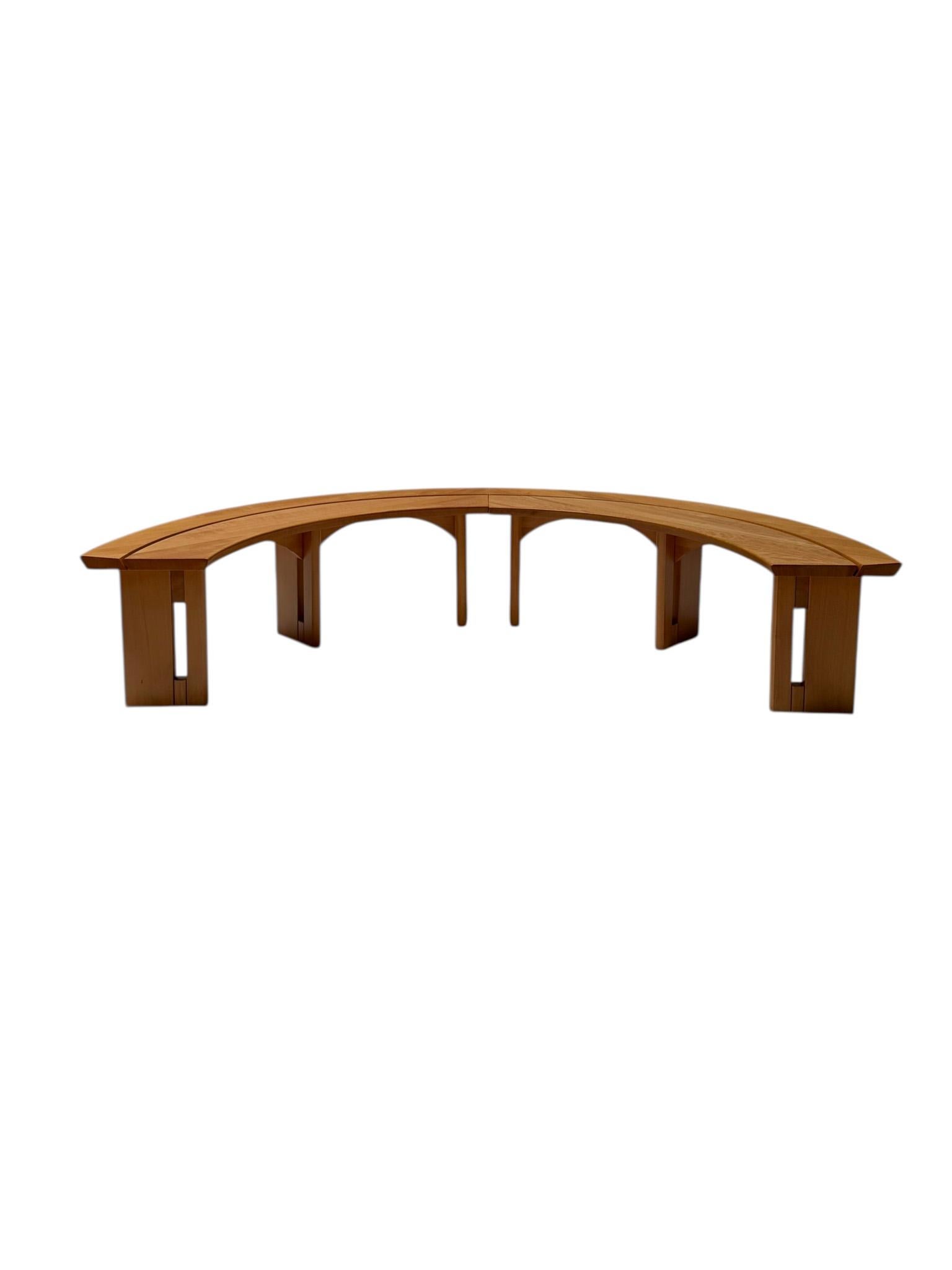 Pair of Curved Benches S38A by Pierre Chapo for Ebenisterie Seltz