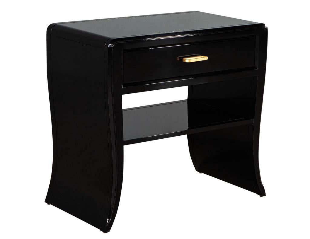 Pair of Curved Black Modern Night Stands End Tables 4