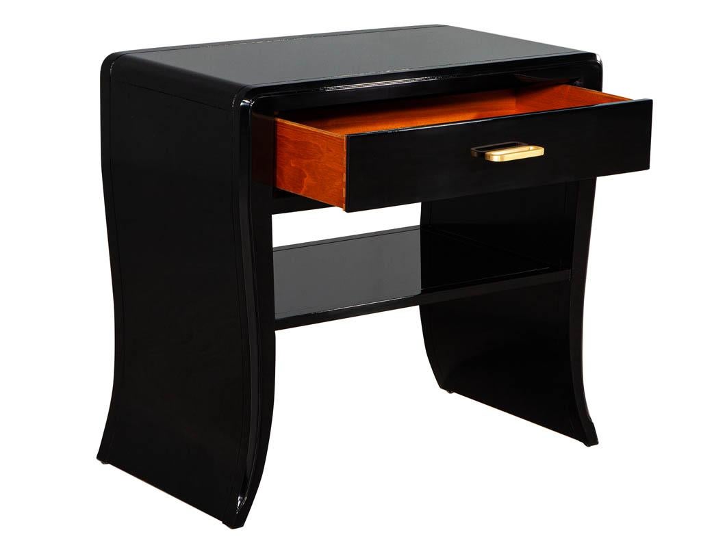 Pair of Curved Black Modern Night Stands End Tables 5