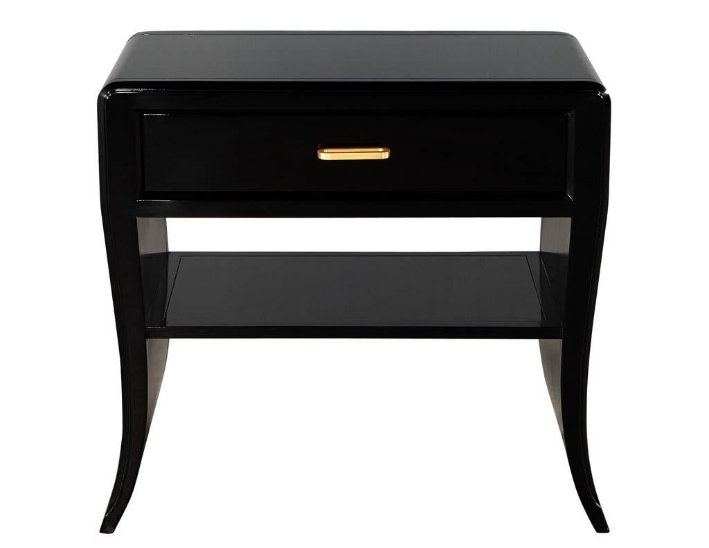 Pair of Curved Black Modern Night Stands End Tables 6