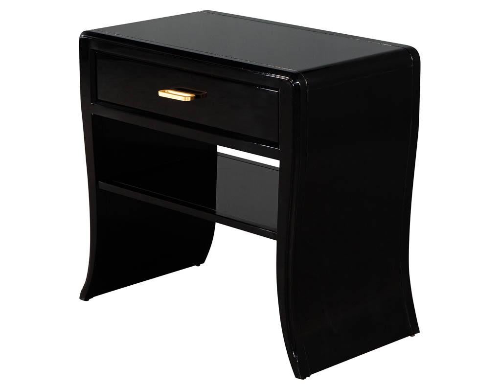 Pair of Curved Black Modern Night Stands End Tables 1