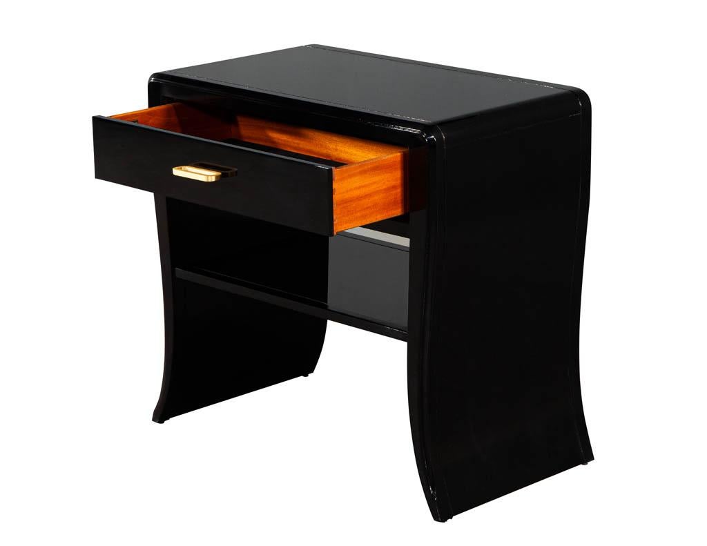 Pair of Curved Black Modern Night Stands End Tables 2