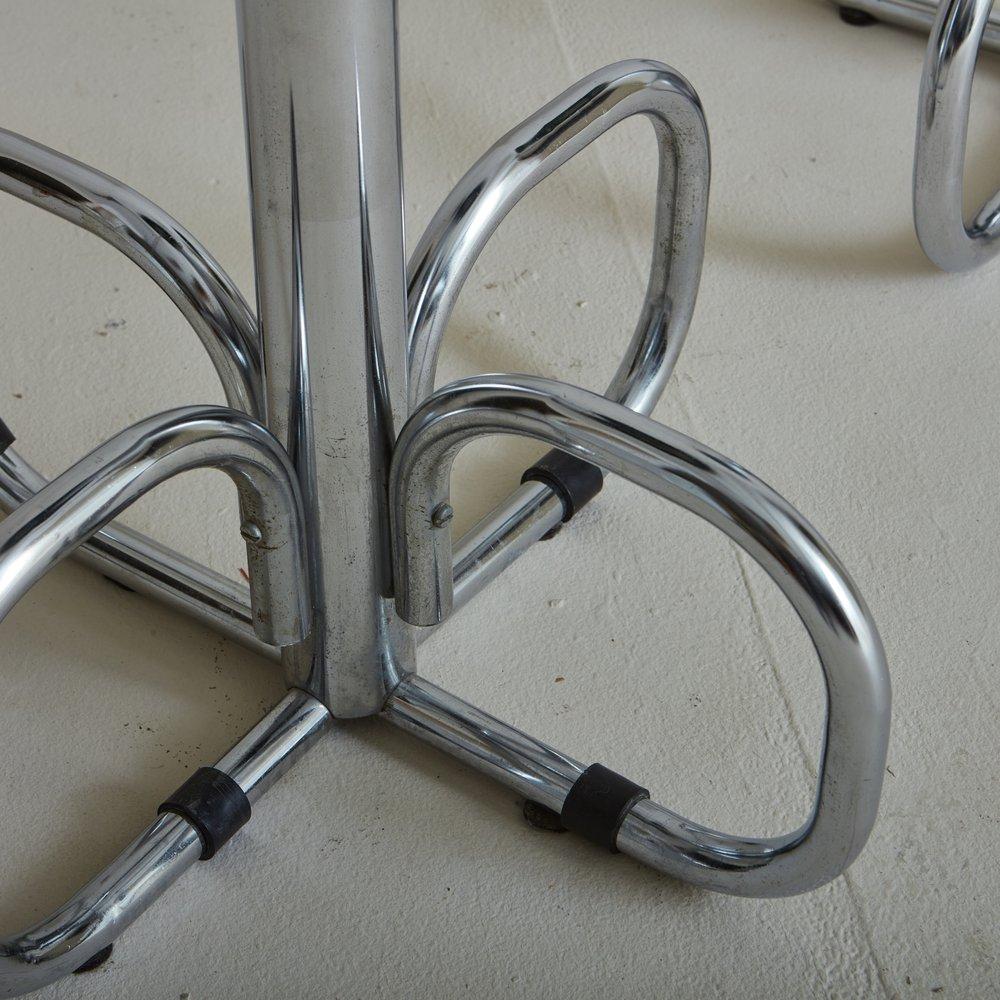 Pair of Curved Chrome Base Stools in Green Velvet, Italy 1970s For Sale 2