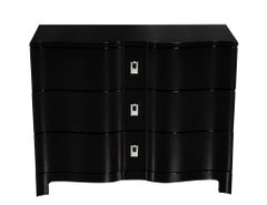 Pair of Curved Front Black Lacquered Chests