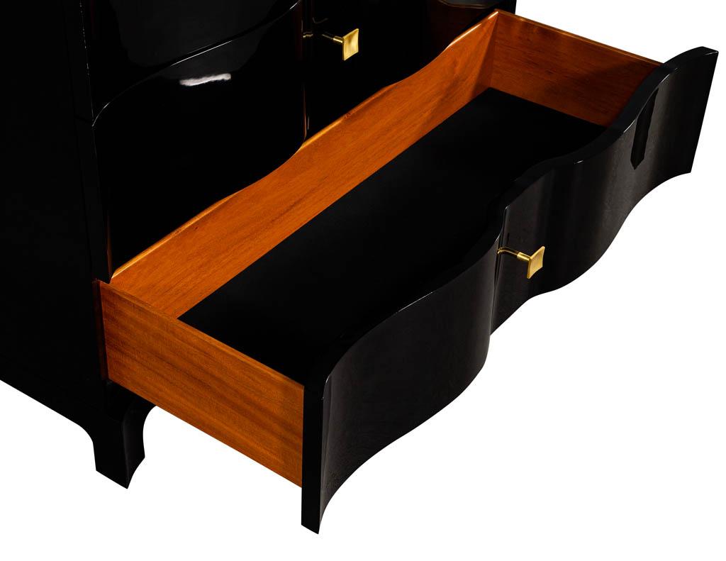 Pair of Curved Front Black Lacquered Chests Night Tables 3
