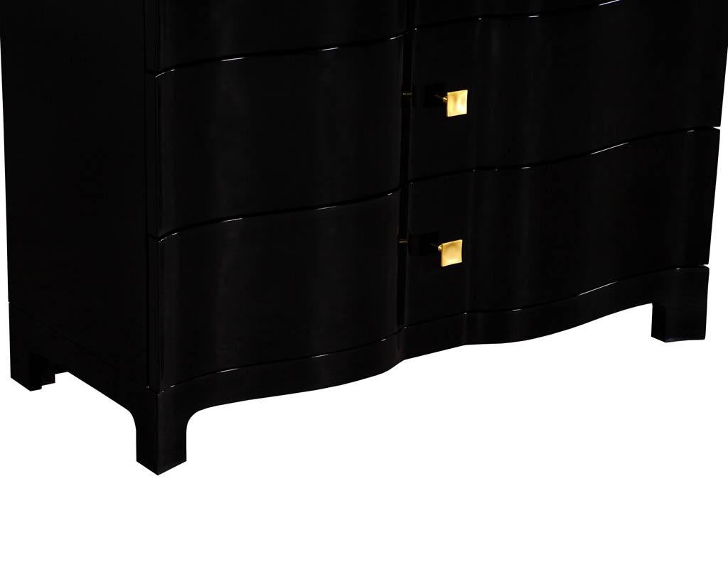 Pair of Curved Front Black Lacquered Chests Night Tables 4