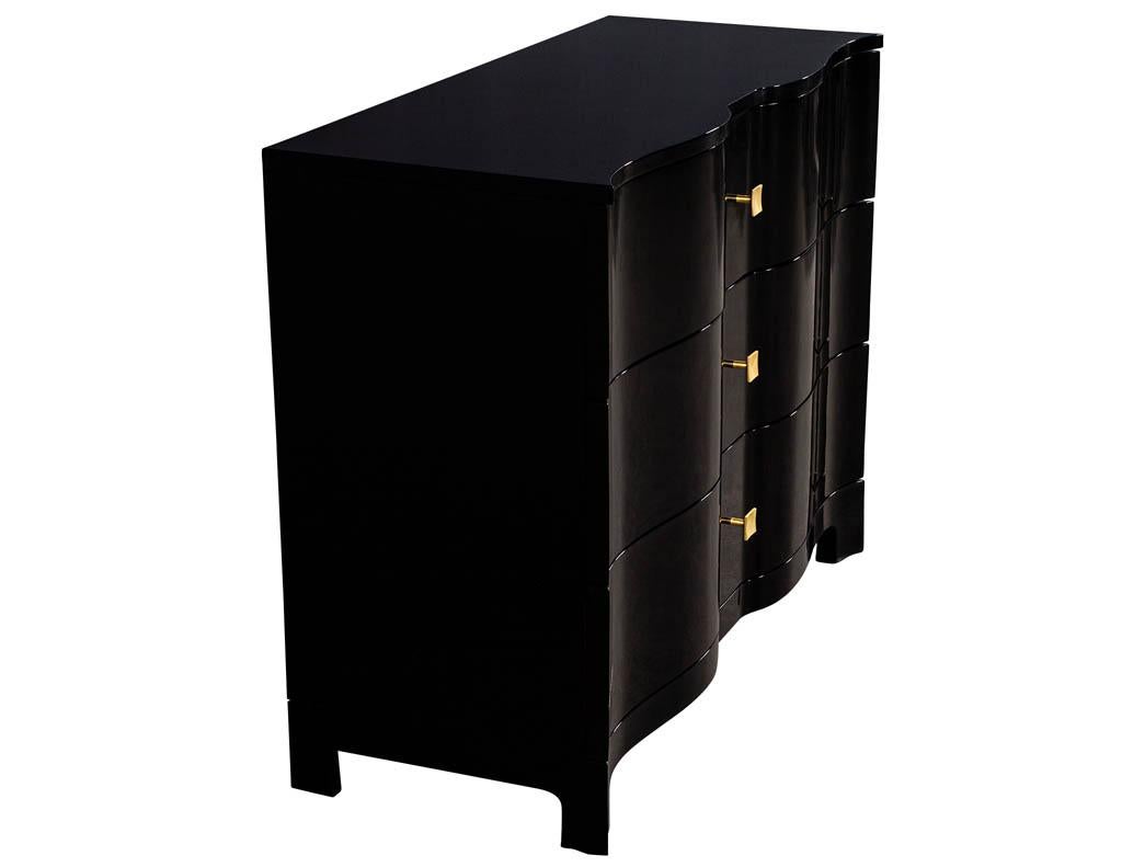 Pair of Curved Front Black Lacquered Chests Night Tables 5