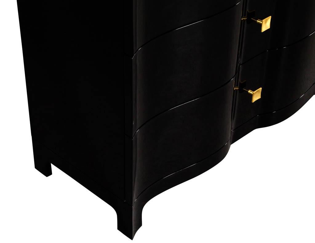 Pair of Curved Front Black Lacquered Chests Night Tables 2