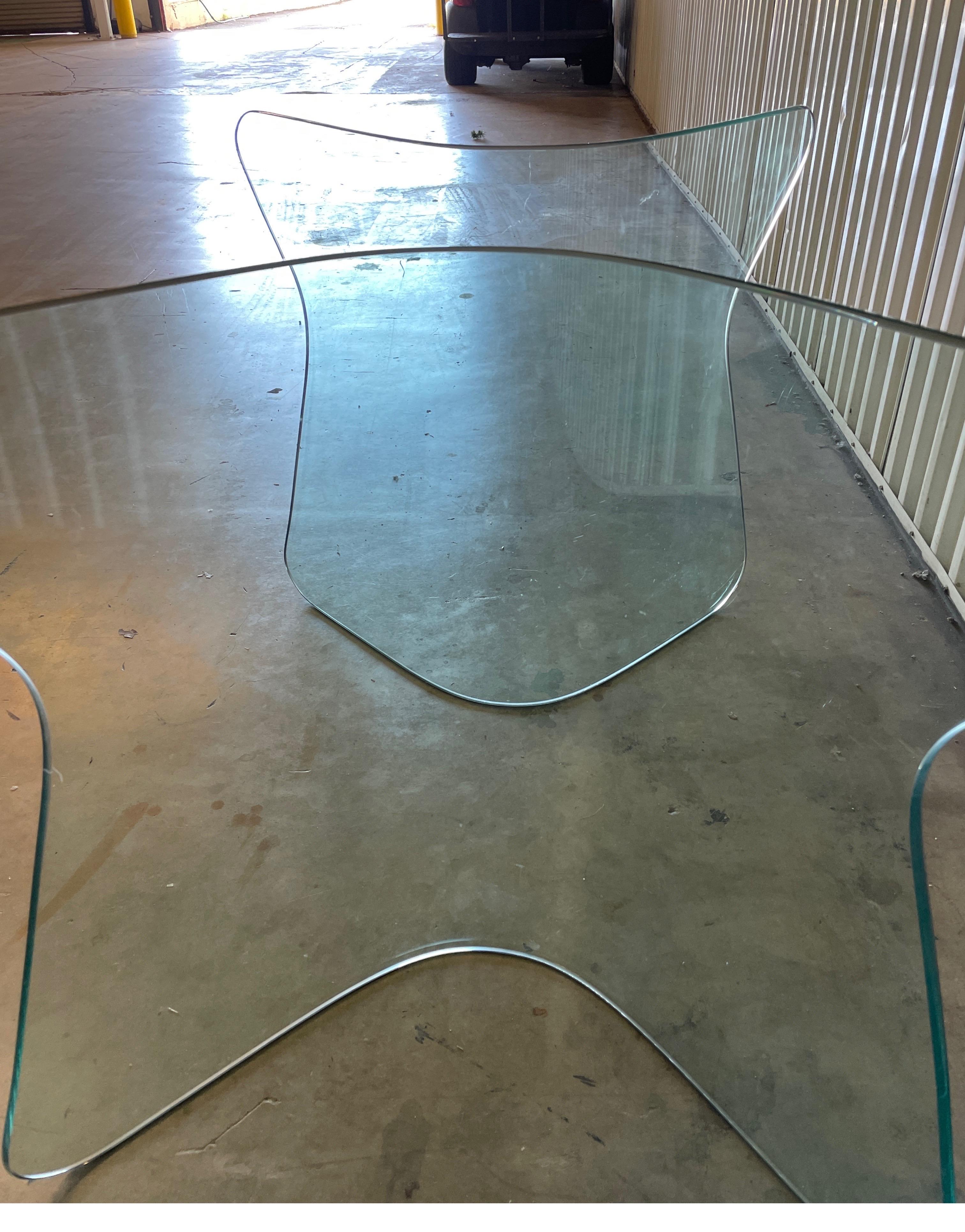 Pair of Curved Glass Dining Table Bases 10
