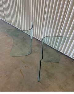 Pair of Curved Glass Dining Table Bases