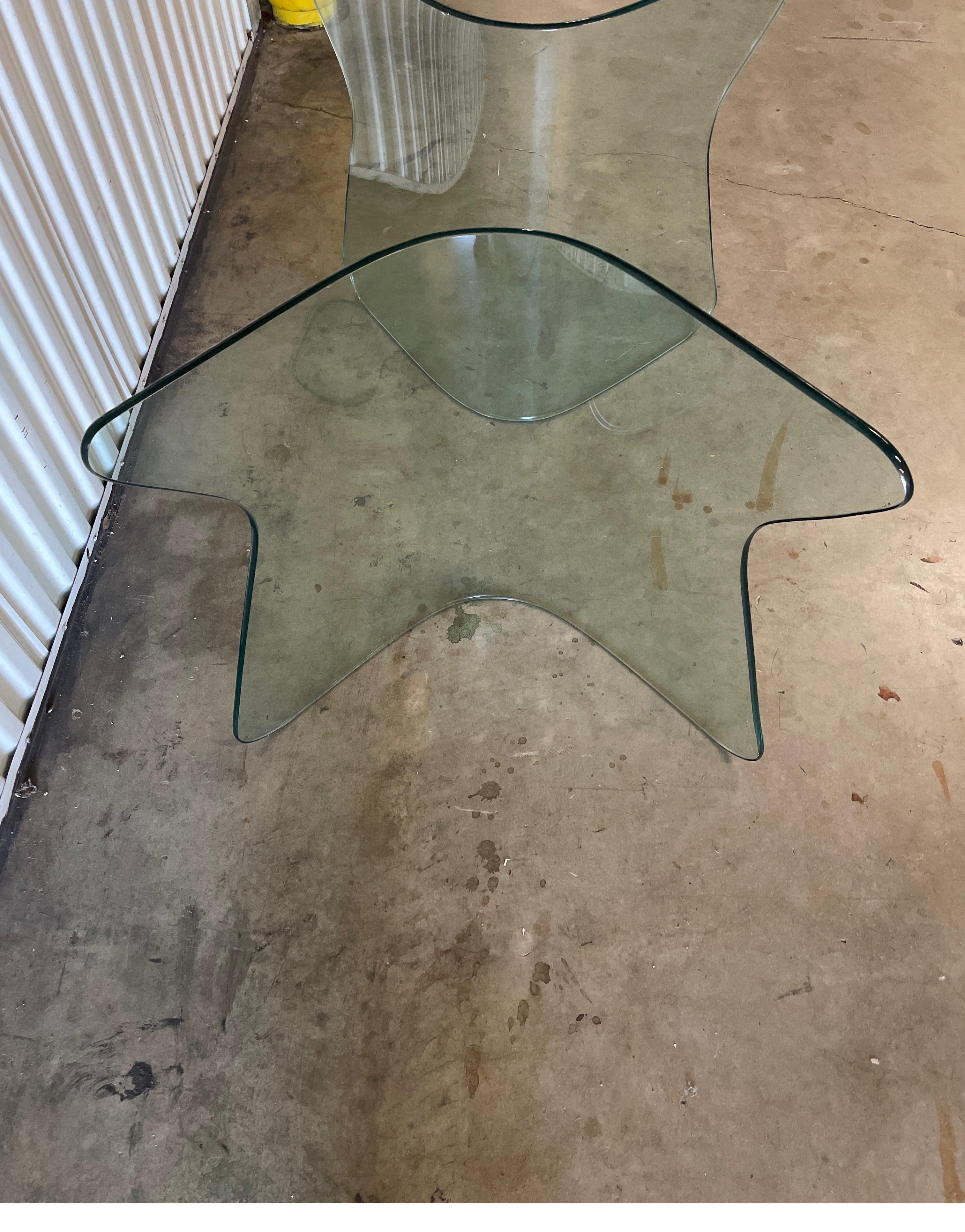 20th Century Pair of Curved Glass Dining Table Bases