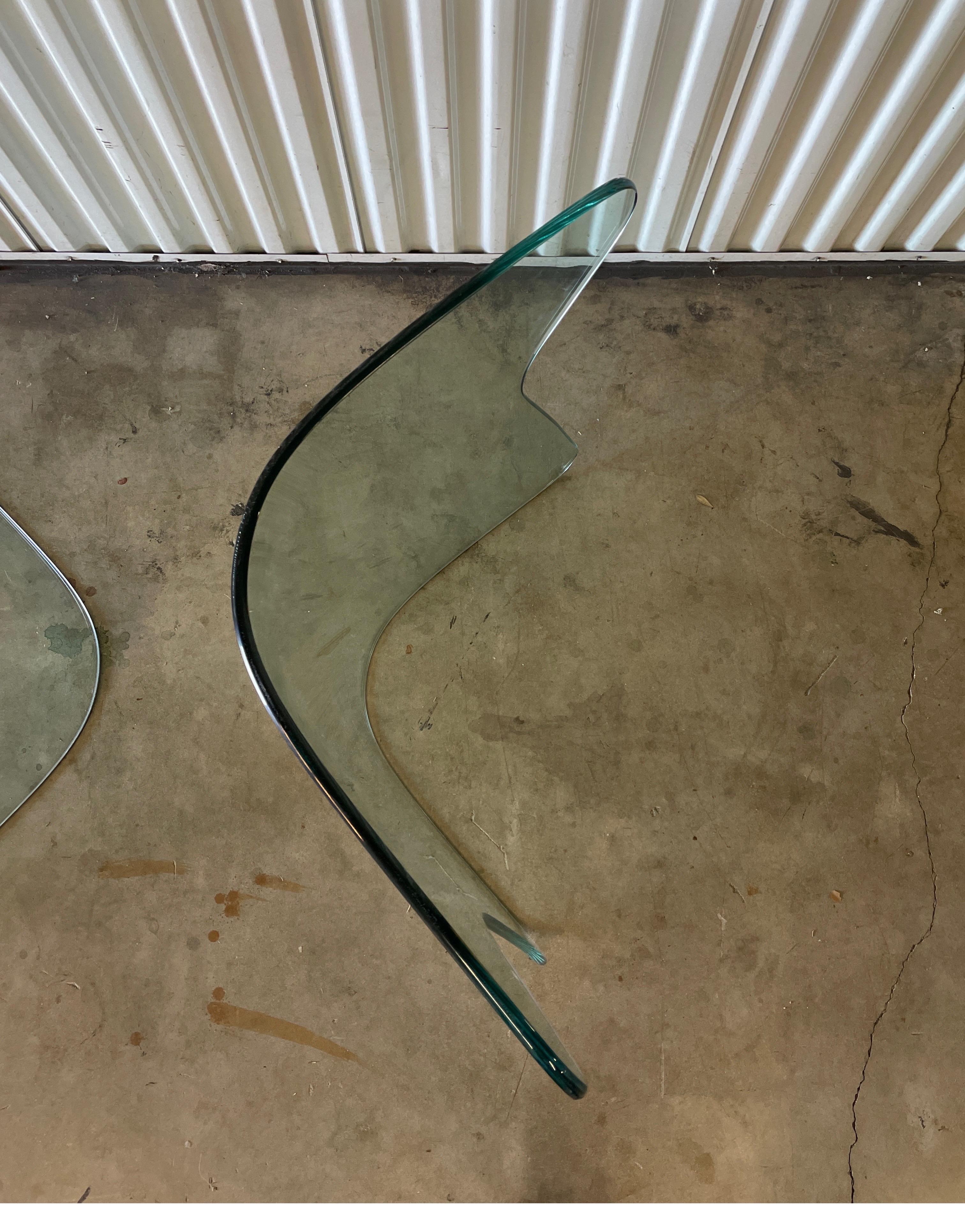Pair of Curved Glass Dining Table Bases 2