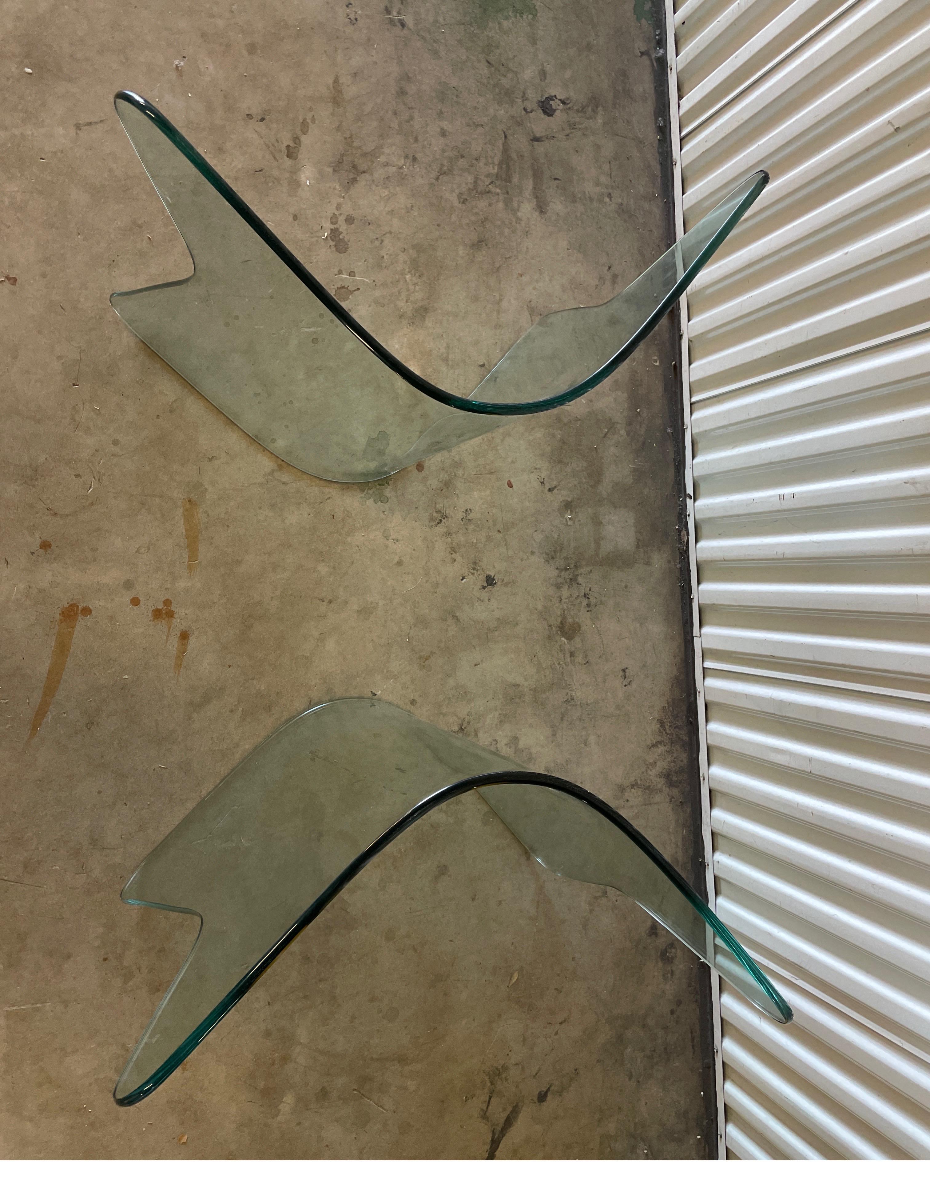 Pair of Curved Glass Dining Table Bases 4