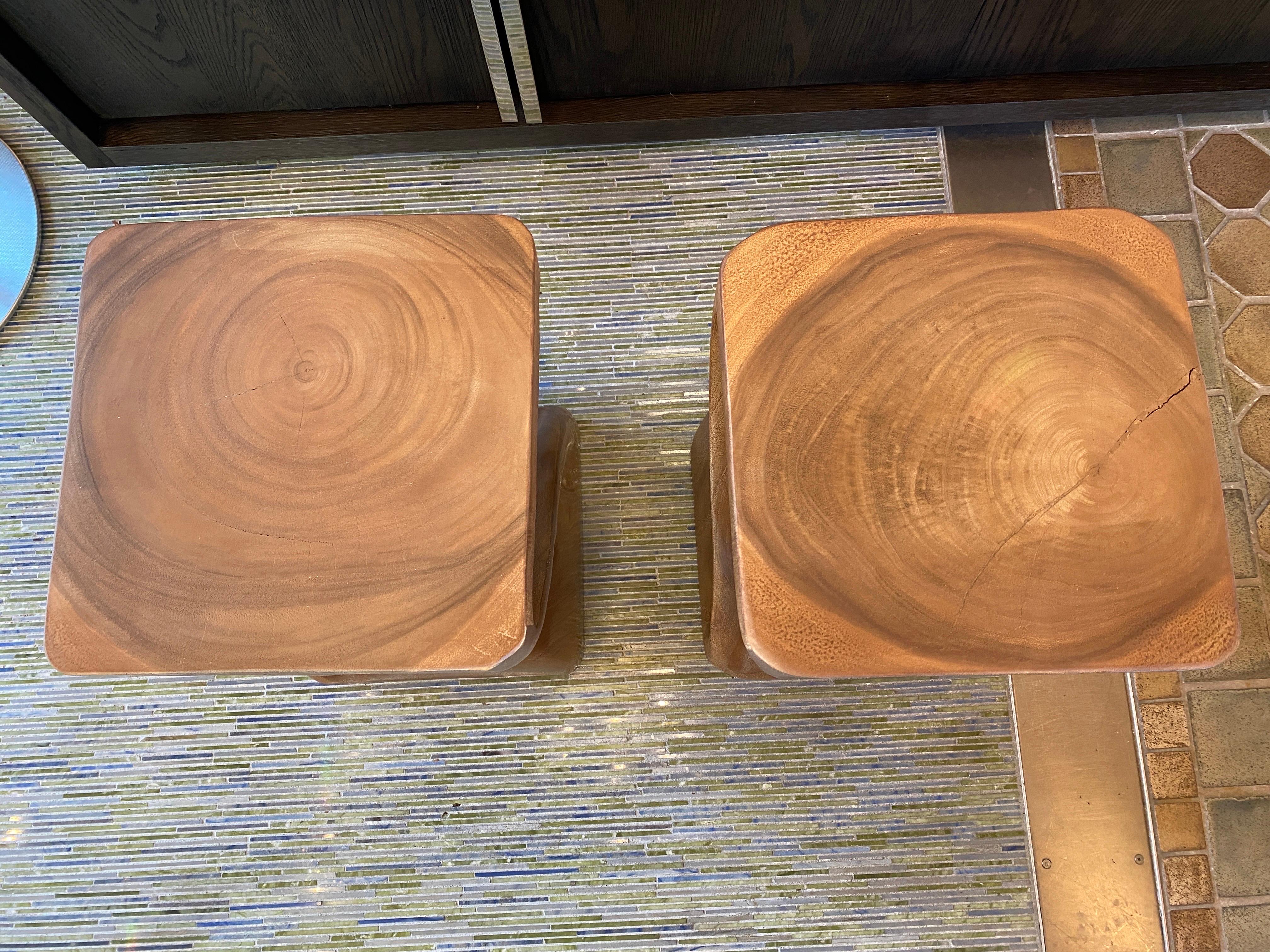 Pair of Curved Gold / Wood Side Tables In Good Condition In Bridgehampton, NY