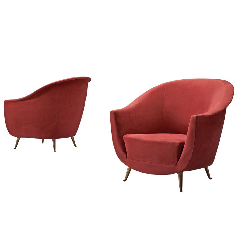 Pair Of Curved Italian Lounge Chairs 1950s For At 1stdibs Pair Of Curved Italian Lounge Chairs 1950s For
