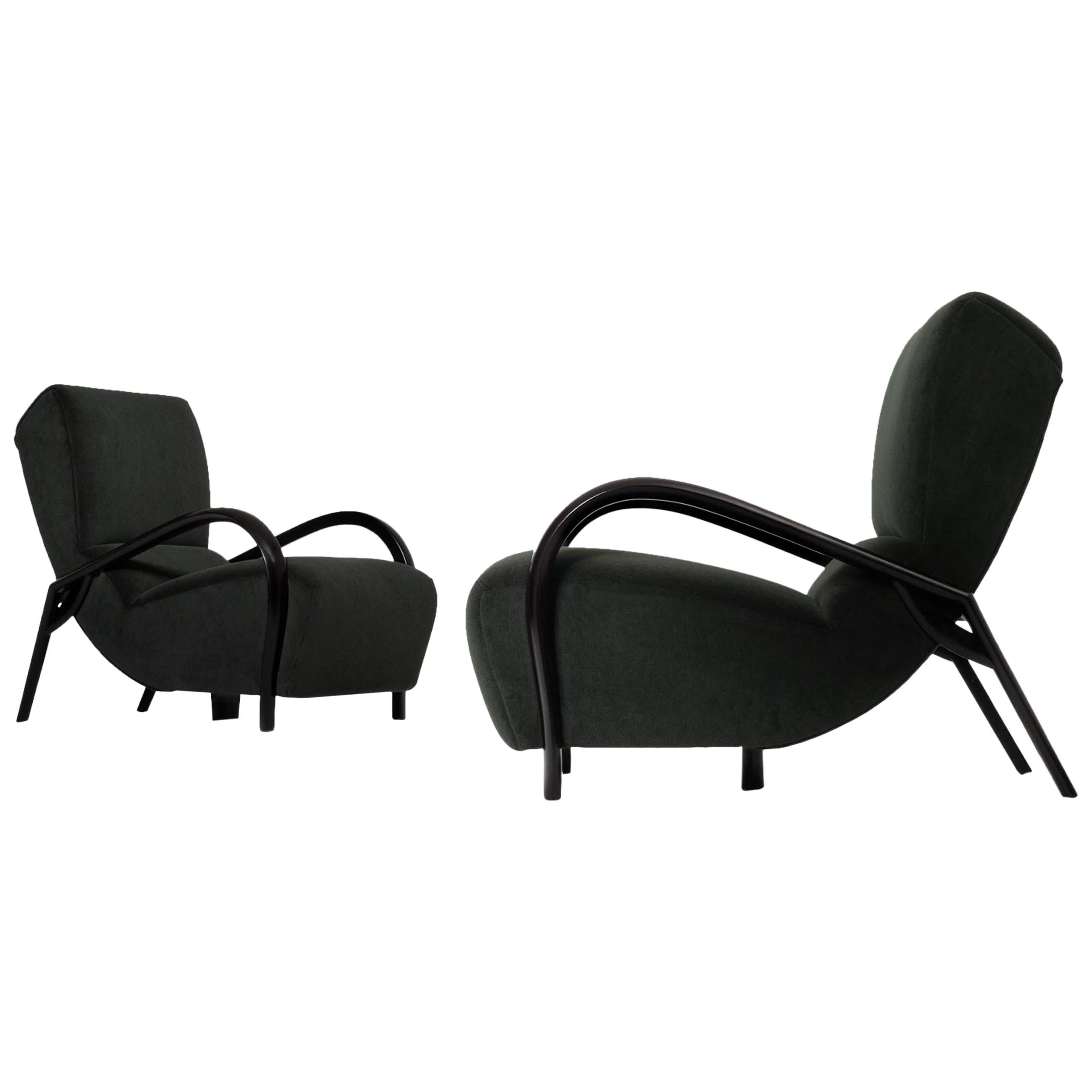 Pair of Curved Italian Lounge Chairs