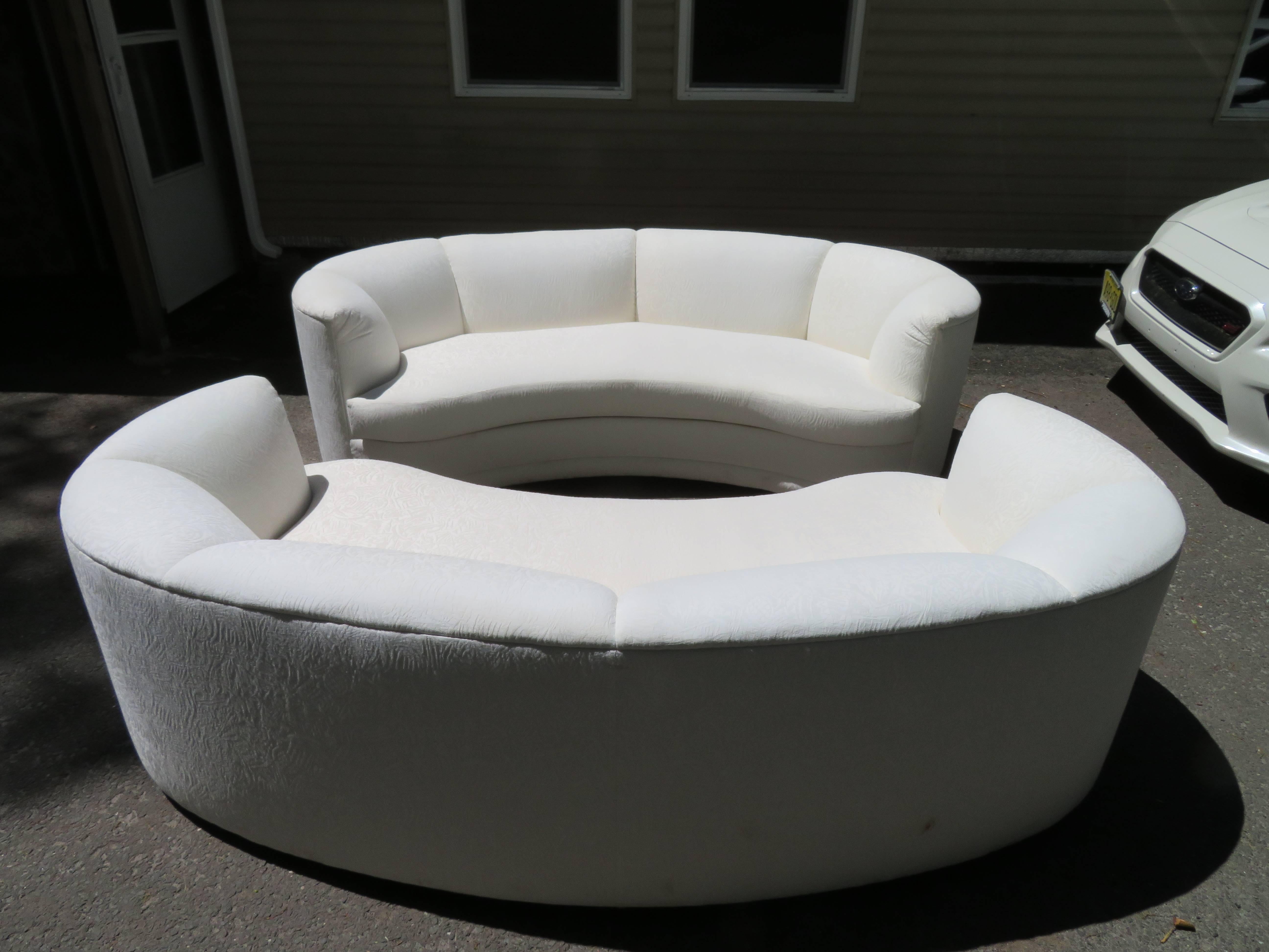 Pair of Curved Kidney Shaped Sofas Mid-Century Modern 3