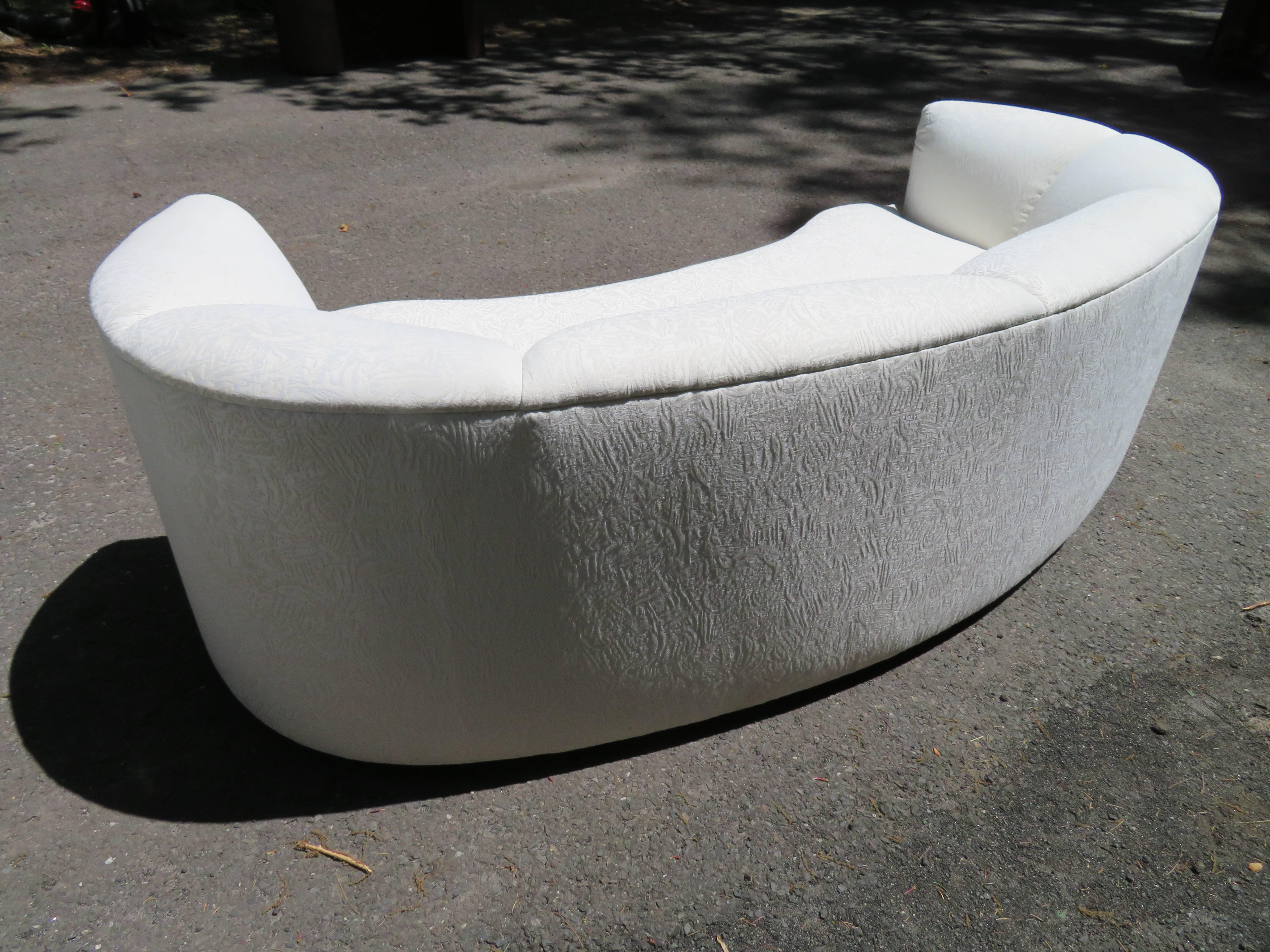 Hollywood Regency Pair of Curved Kidney Shaped Sofas Mid-Century Modern