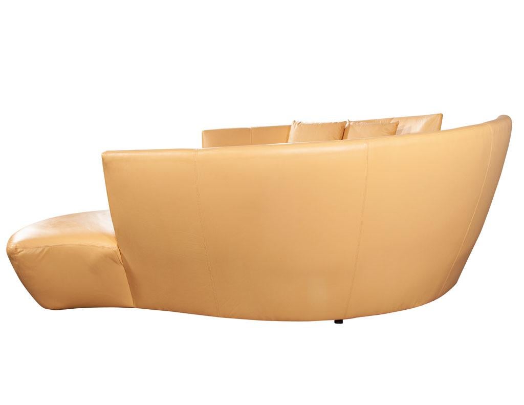 Pair of Curved Leather Mid-Century Modern Sofas by Weiman 10