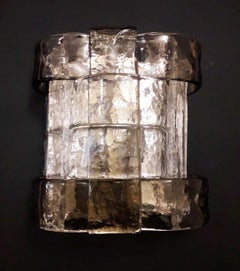 Pair of Curved Murano Glass Sconces by Mazzega