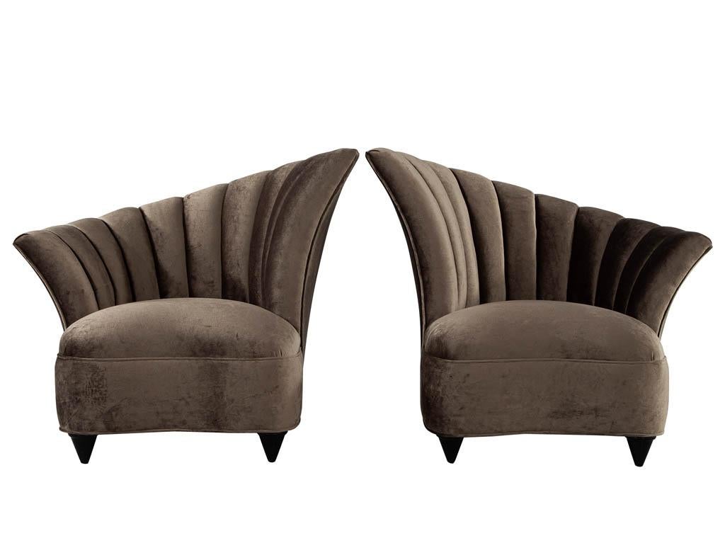 Pair of Curved Shell Channel Back Lounge Chairs 1