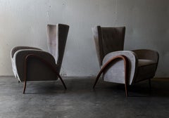 Pair of Curvy Italian Lounge Chairs in Alpaca