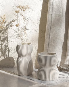 Pair of Curvy Textured White Porcelain Vases, by Cym Warkov