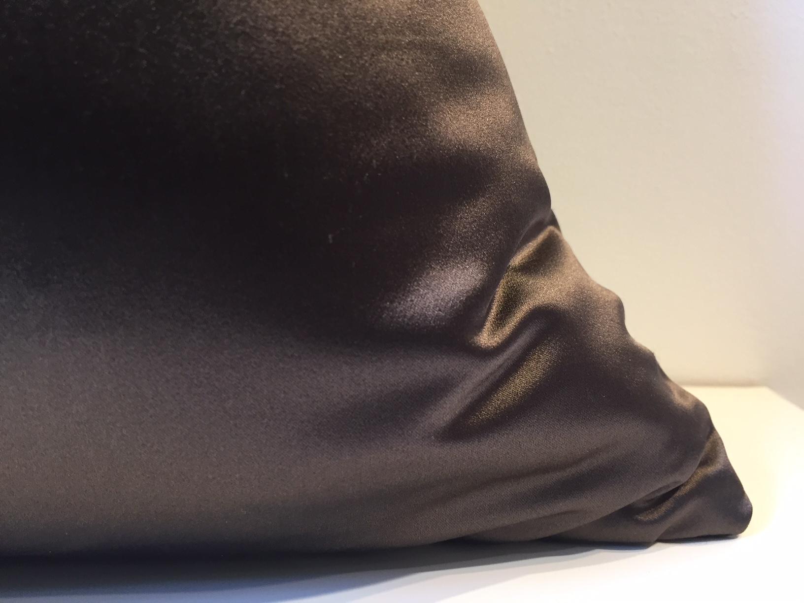 German Pair of Cushions in Repp Silk Color Chocolate Brown
