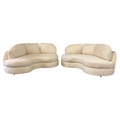 Pair of Custom 1980s Curved Loveseats for Classic Gallery Mid Century