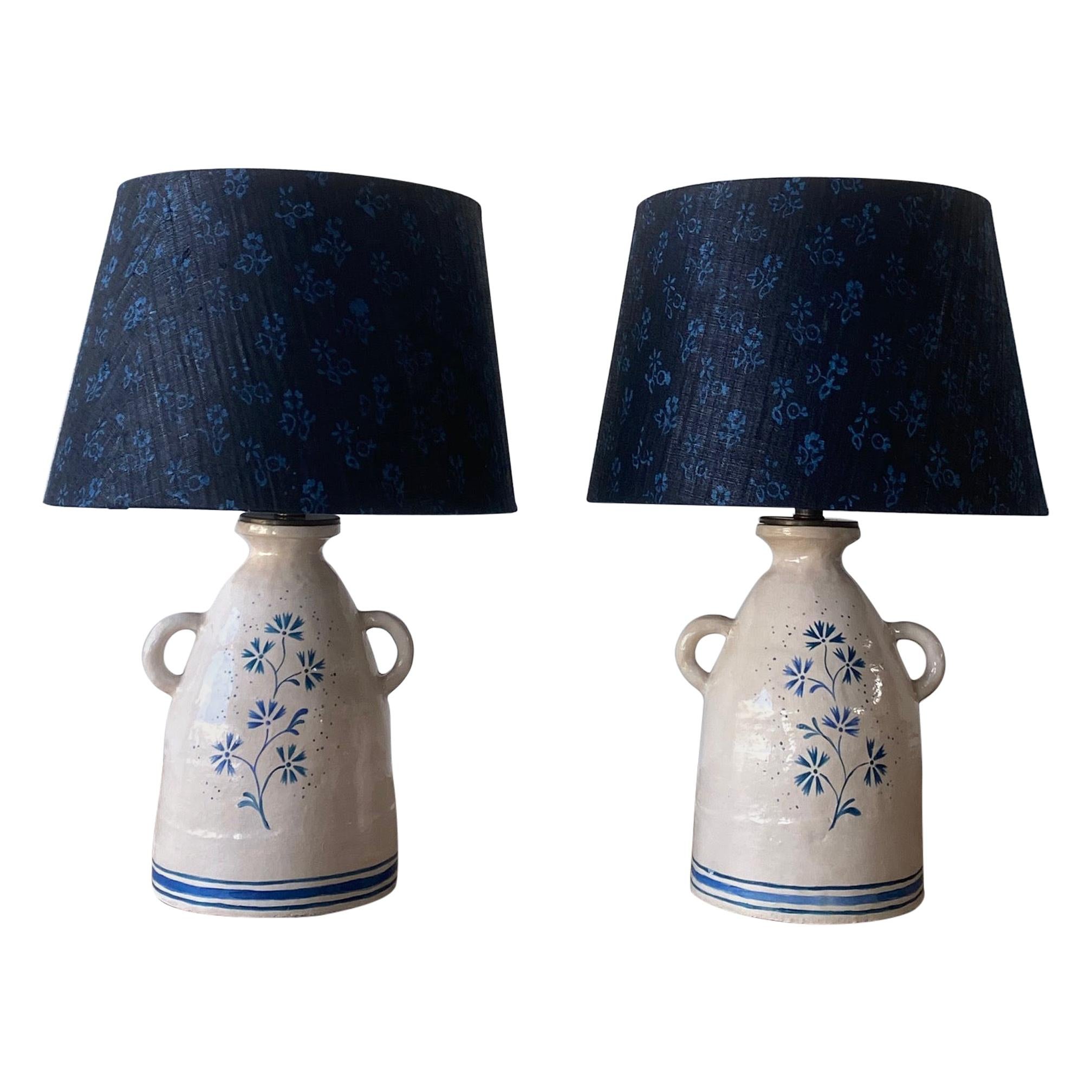 Pair of Custom Alix Soubiran Ceramic Table Lamps