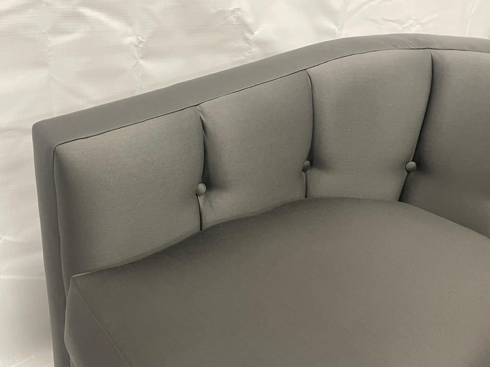 Pair of Custom American Lounge Chairs in Charcoal Gray Fabric For Sale 6