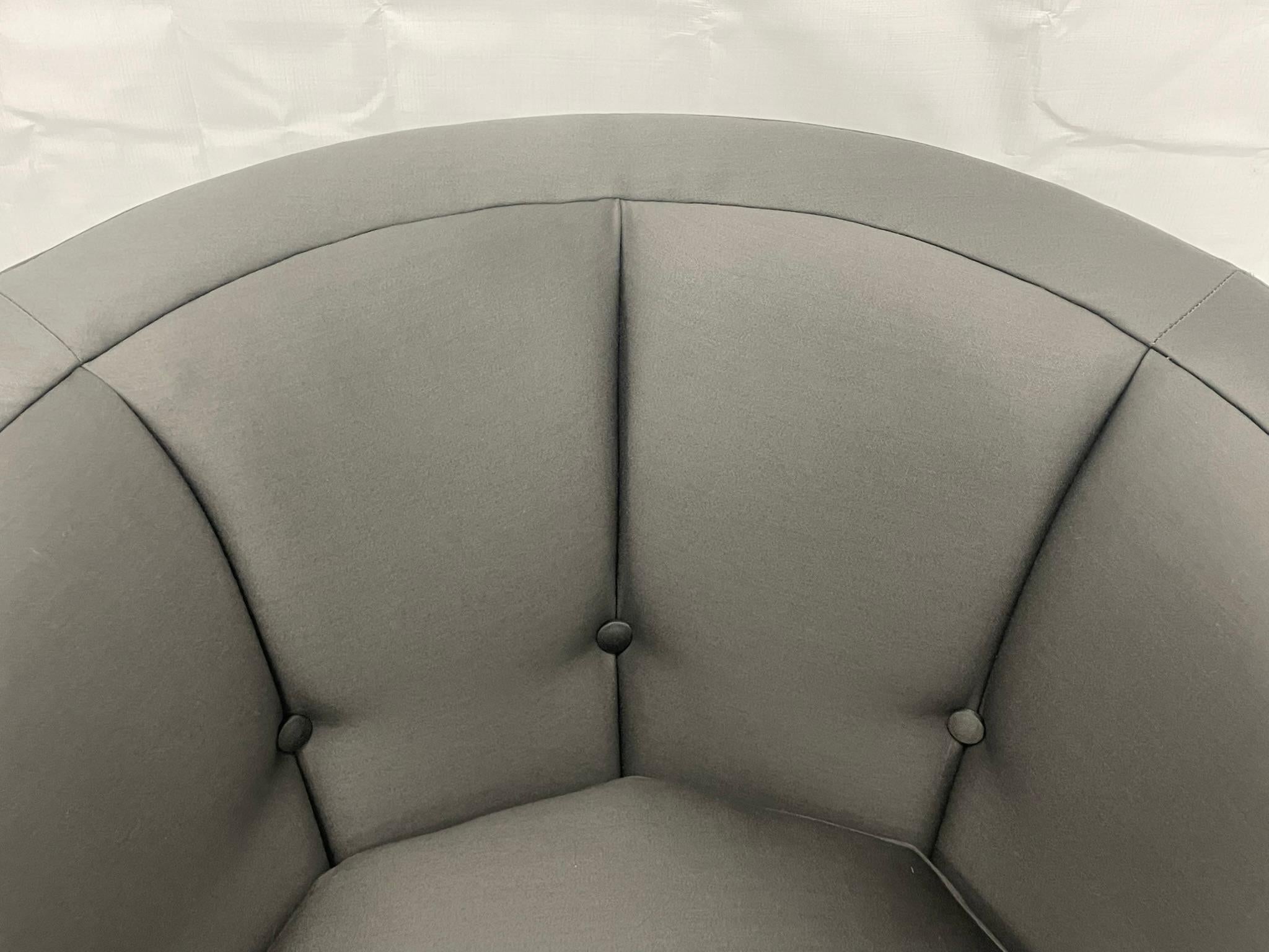 Pair of Custom American Lounge Chairs in Charcoal Gray Fabric For Sale 8