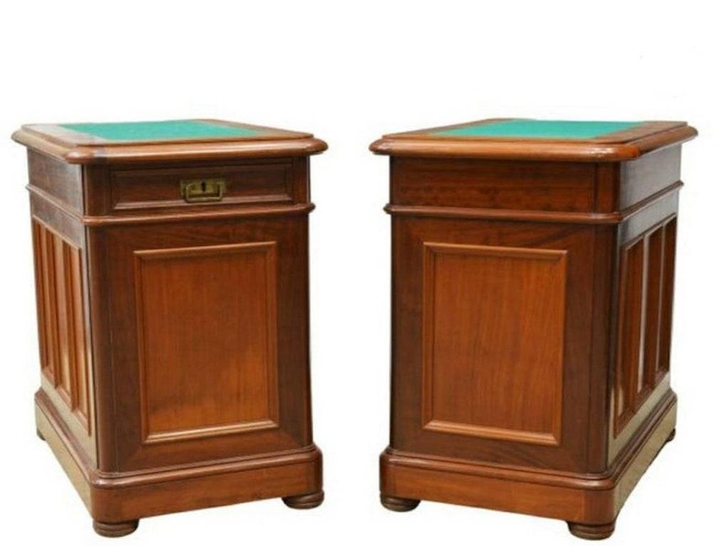Pair of Custom Antique Continental Mahogany Side Cabinets For Sale 1