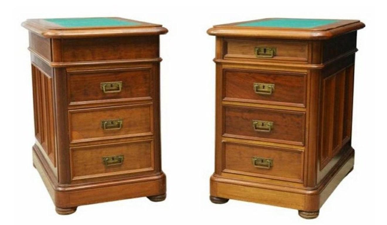Pair of Custom Antique Continental Mahogany Side Cabinets For Sale 2