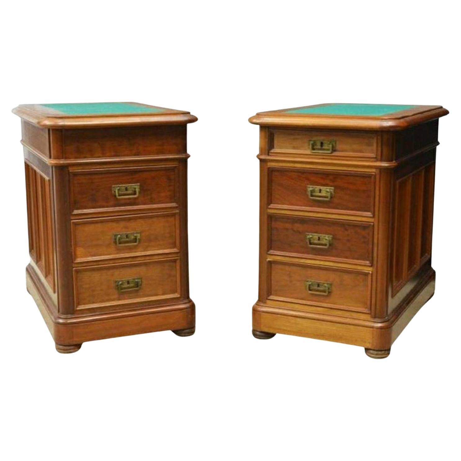 Pair of Custom Antique Continental Mahogany Side Cabinets For Sale