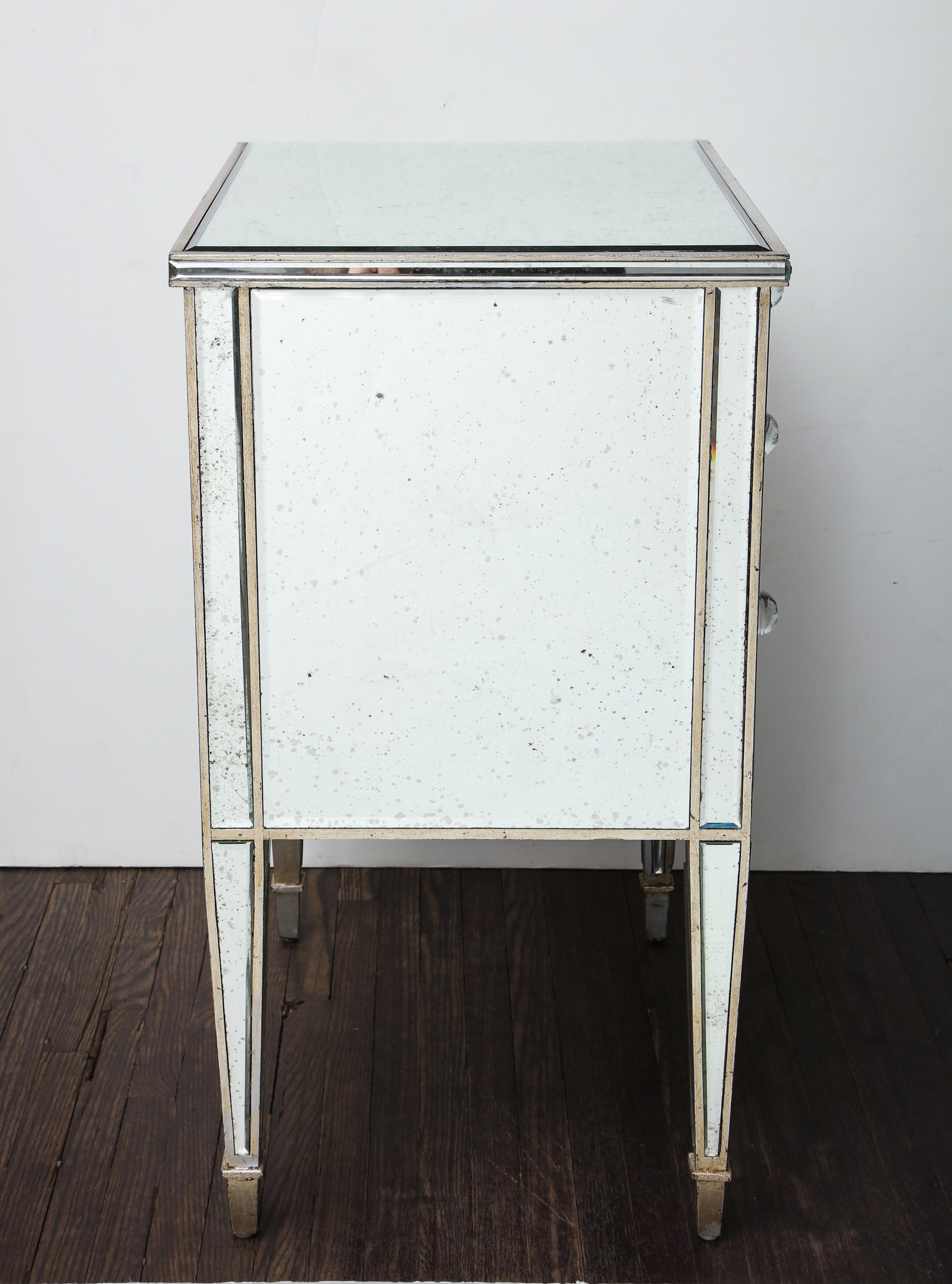 Pair of Antique Mirrored Nightstands with Silver Gilt Trim In New Condition For Sale In New York, NY