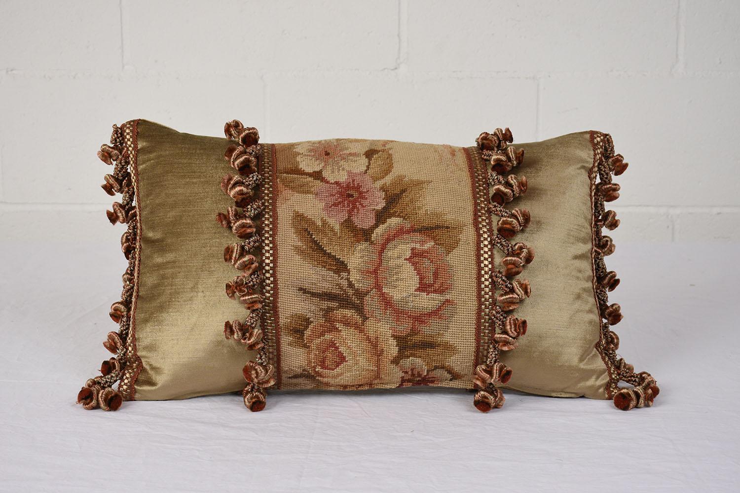 Aubusson Pair of Custom Antique Tapestry Accent Pillows